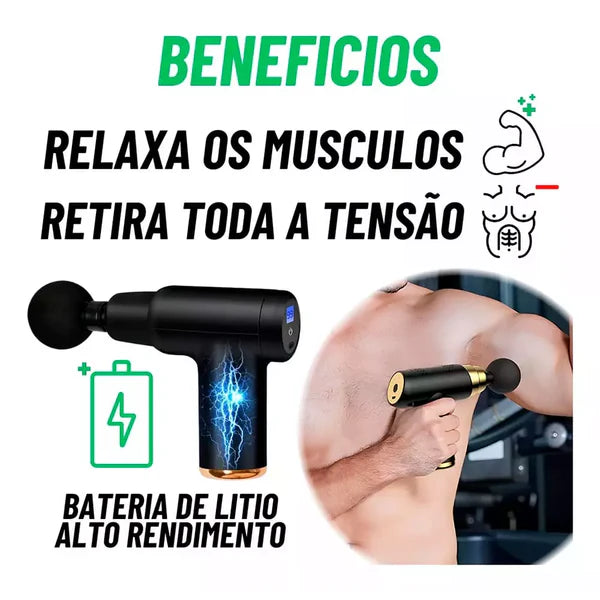 Massageador Elétrico Portátil Profissional 4 em 1 com Display em LCD