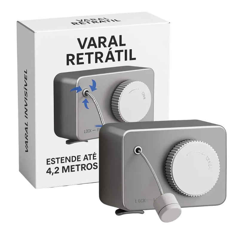 Varal Retrátil Invisível de Aço de Parede - Prático, Discreto e Portátil